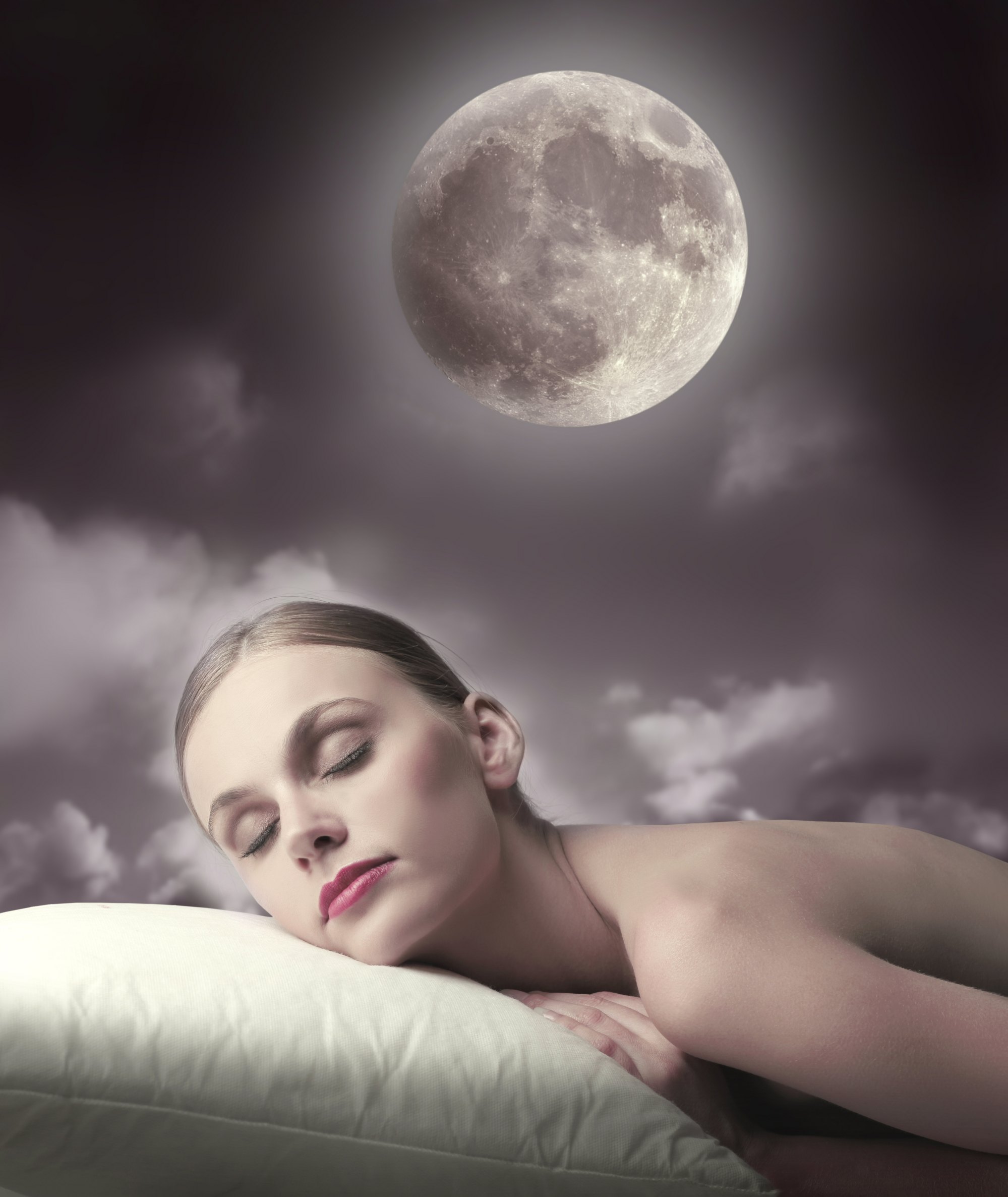 woman sleeping in the moonlight