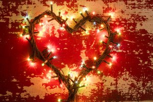 Holiday Concept Love Heart Shape Christmas Lights