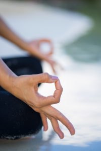 Detail of hands while meditation